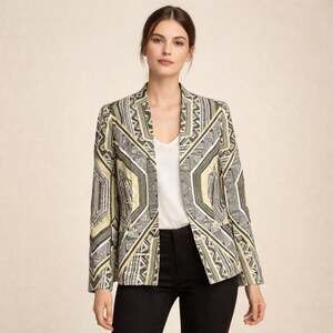 Chicos Geometric Metallic Blazer-Jacket Size Small NWT